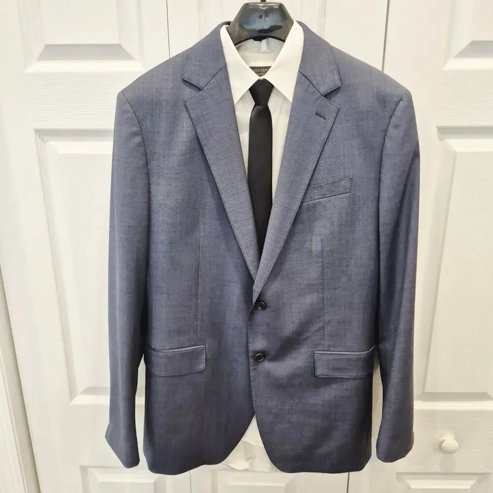 Bonobos Men's Athletic Fit Blue Wool Modern Sport Coat Blazer Suit Jacket Sz 42L